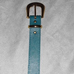 Vintage teal belt gold buckle